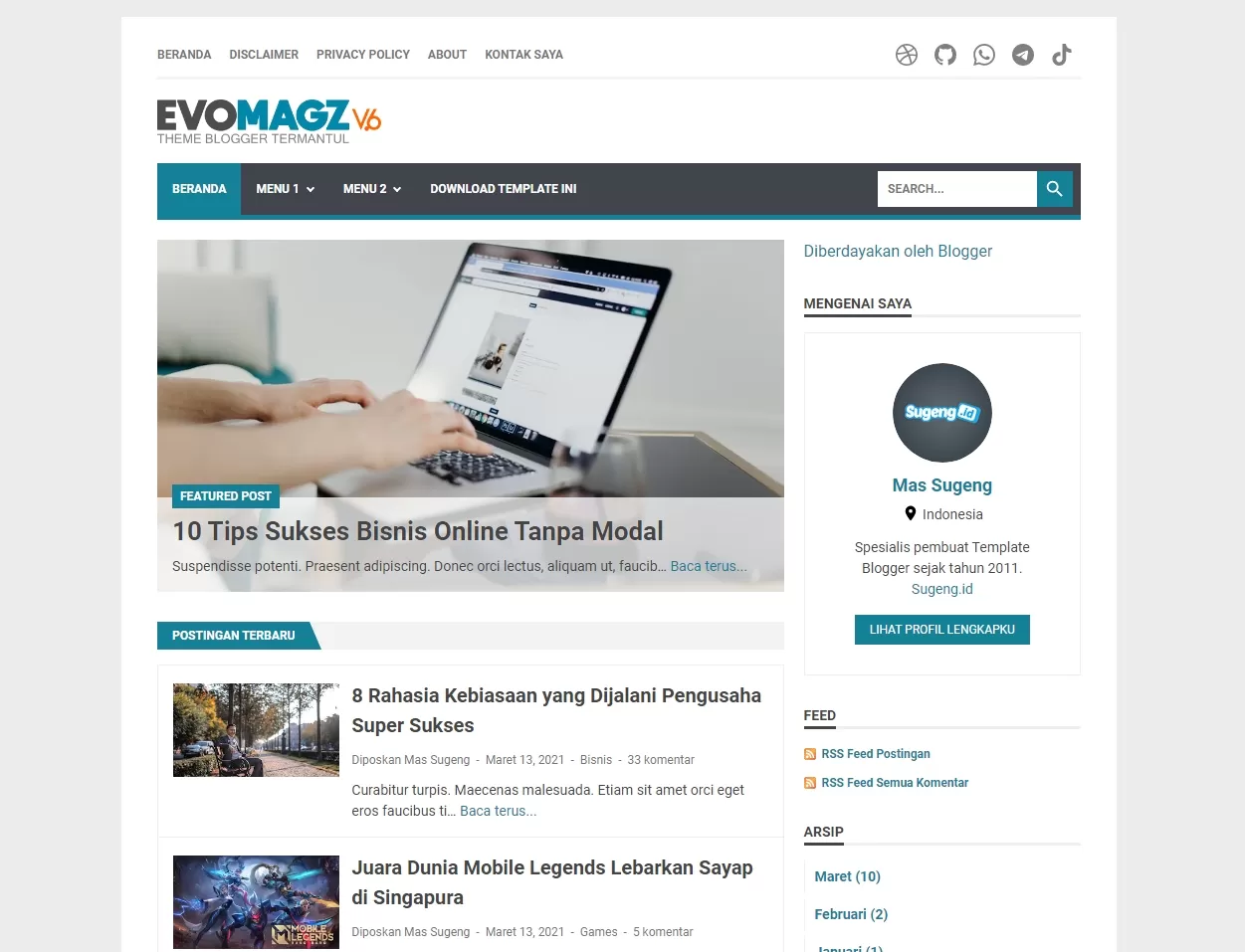 Download EvoMagz Blogger Template Gratis (Update 2024)