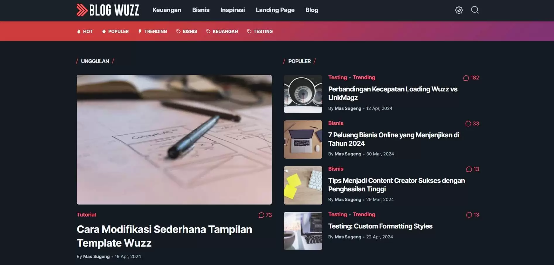 Download Wuzz Blogger Template Gratis!