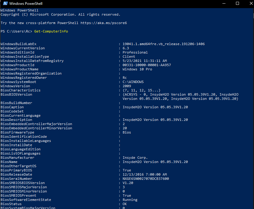 Cek Spesifikasi Melalui PowerShell