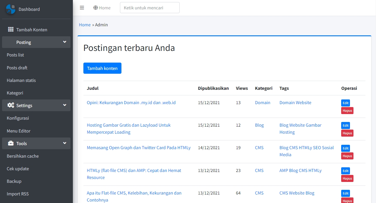 HTMLy Admin Panel